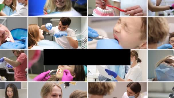 Video Wall Animation Σύγχρονη Οδοντιατρική Περίθαλψη Οδοντίατρος Και Ασθενής Οδοντιατρείο — Αρχείο Βίντεο