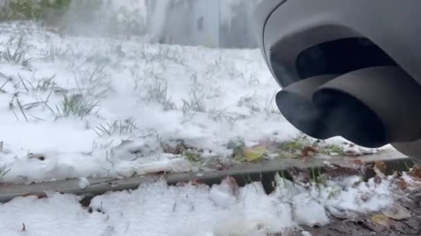 Asap Abu Abu Tebal Dari Pipa Pembuangan Polusi Udara Oleh — Stok Video