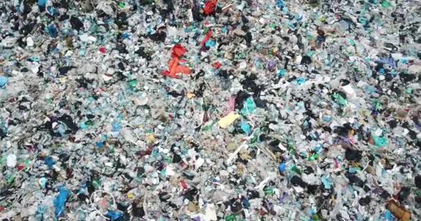 매립지에는 플라스틱 플라스틱 물질이 버려져 폐기물 처리의 필요성 — 비디오