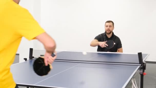 Boy Wheelchair Plays Table Tennis Disabled Sports Video — Stock Video