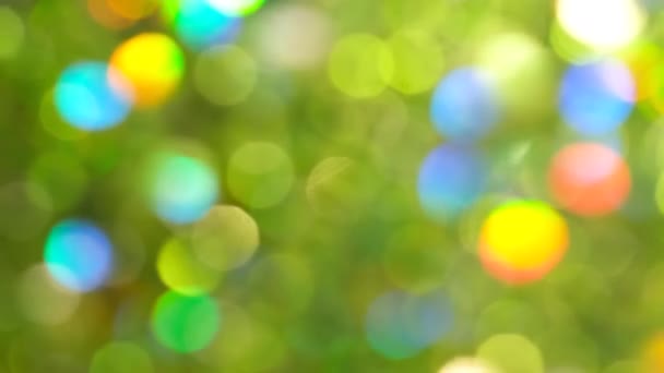 Wazig Groene Achtergrond Bokeh Lichtgroene Zijkleur Onscherpe Kringen Nieuwjaarsachtergrond Video — Stockvideo