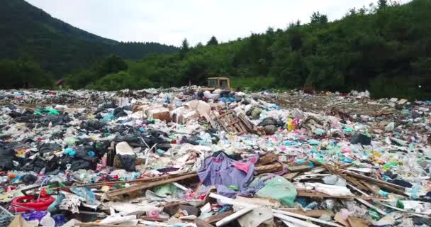Large Pile Garbage Middle Beautiful Mountain Area Polluted Carpathians Problems — Stock Video