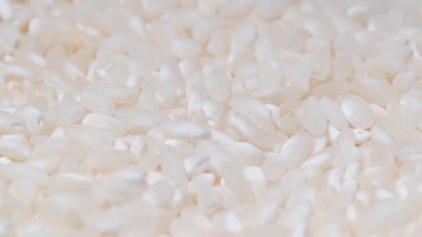 Zbliżenie Japońskiego Surowego Ryżu Obracającego Się Talerzu Biały Ryż Wideo — Wideo stockowe