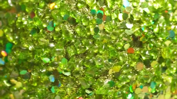Nieuwjaar Groene Achtergrond Draait Een Cirkel Video Met Glinsterende Ronde — Stockvideo