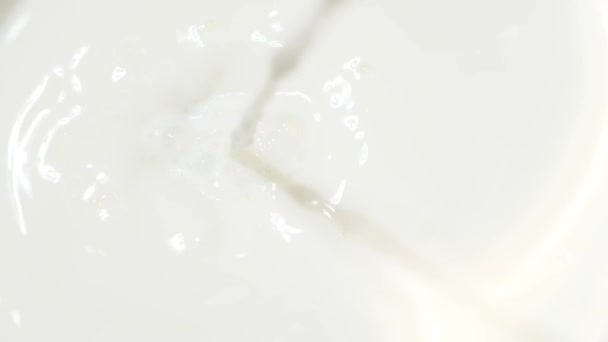 Häll Ångkokt Färsk Mjölk Skummad Mjölk Blandmjölk Närbild Kopiera Utrymme — Stockvideo