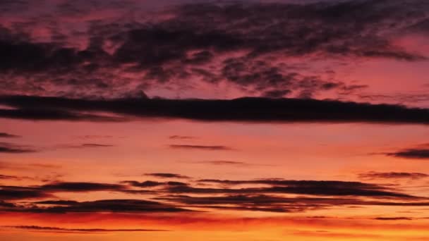 Time Lapse Κόκκινο Ηλιοβασίλεμα Όμορφα Σύννεφα Πέρασμα Μύγα Ουρανός Φόντο — Αρχείο Βίντεο