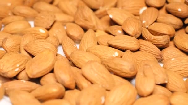 Almonds Rotate Plate Background Nuts Healthy Food — Stok video