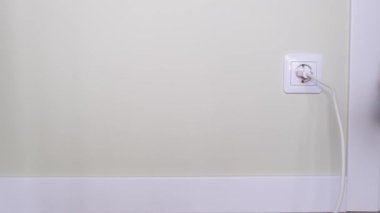 Prevention of fires from the electrical network. Turning off electrical appliances from the electrical outlet in the apartment. 4k video
