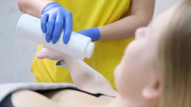 Depilation Hair Girls Body Using Wax Application Body Sugaring Procedure — Wideo stockowe
