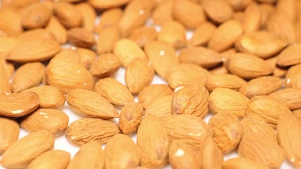 Background Delicious Almond Nuts Rotating Circle Concept Vegetarian Food Slow — Stockvideo