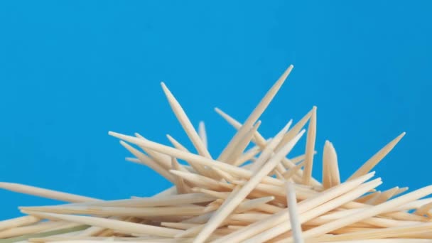 Wooden Sticks Toothpicks Blue Background Video — Wideo stockowe