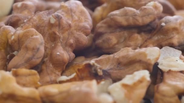 Close Shelled Walnuts Healthy Food Video — Stockvideo