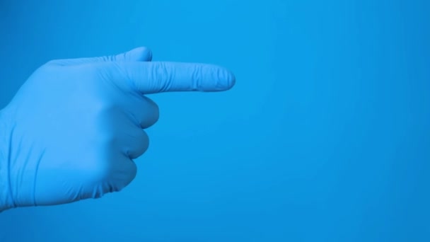 Male Doctors Hand Rubber Gloves Shows Finger Side Chromakey Background — 비디오