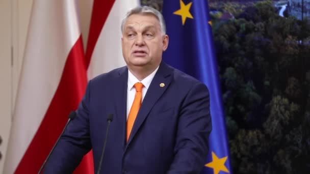Bryssel Belgien Juni 2023 Ungerns Premiärminister Viktor Orban Anländer Till — Stockvideo