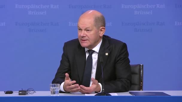 German Chancellor Olaf Scholz Gives Interview Press Germany Berlin February — Vídeo de Stock