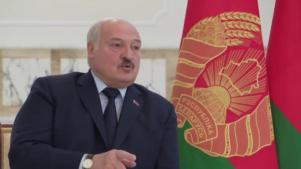 Belarus Minsk January 2023 President Belarus Oleksandr Lukashenko Press Conference — Stock video