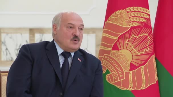 Homel Belarus Outubro 2022 Presidente Bielorrússia Oleksandr Lukashenko Durante Uma — Vídeo de Stock
