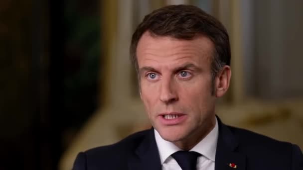 Paris France January 2022 Emmanuel Macron Talks War Russia Ukraine — Wideo stockowe
