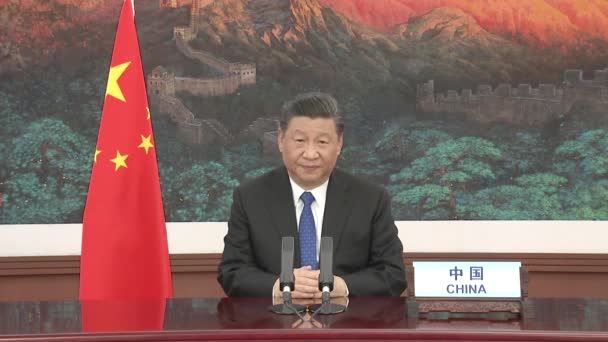 Beijing China February 2023 Chinese President Jinping Meeting Journalists Full — Vídeo de Stock