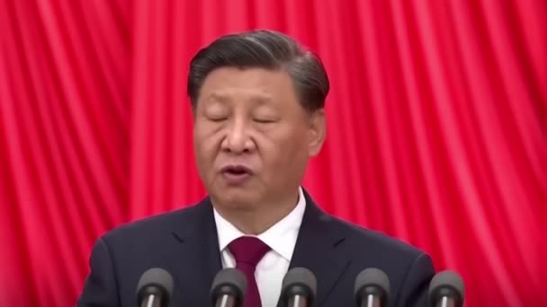 Meeting Chinese President Jinping Journalists Beijing China February 2023 Full — Stok video
