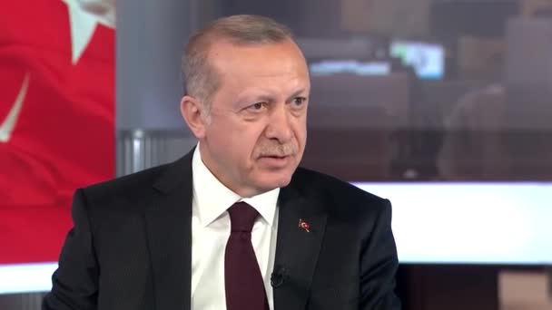 Portrait Recep Tayyip Erdogan President Turkey Speech Turkey Ankara February — Stockvideo