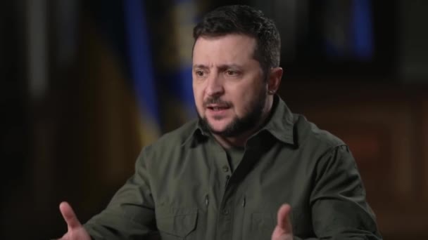 Kiev Ucrania Enero 2023 Volodymyr Zelensky Una Entrevista Periodistas Extranjeros — Vídeo de stock