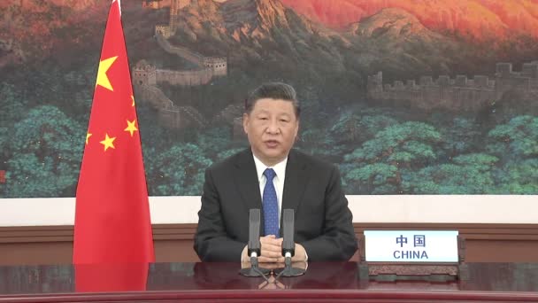Πρόεδρος Τζινπίνγκ Της Λαϊκής Δημοκρατίας Της Κίνας Κατά Διάρκεια Συνέντευξης — Αρχείο Βίντεο