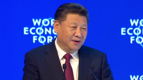Jinping President Peoples Republic China Speech Economic Forum Full Switzerland — Stockvideo