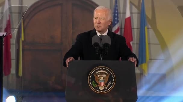 Joe Biden Rend Varsovie Pologne Parle Soutien Ukraine Dans Guerre — Video