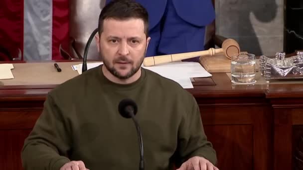 Usa Washington February 2023 Speech Volodymyr Zelenskyi Speaks Congress Ukraines — Vídeo de stock