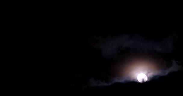 Gele Volle Maan Met Nachts Bewolking Wetenschap Van Astrologie Nachtelijke — Stockvideo