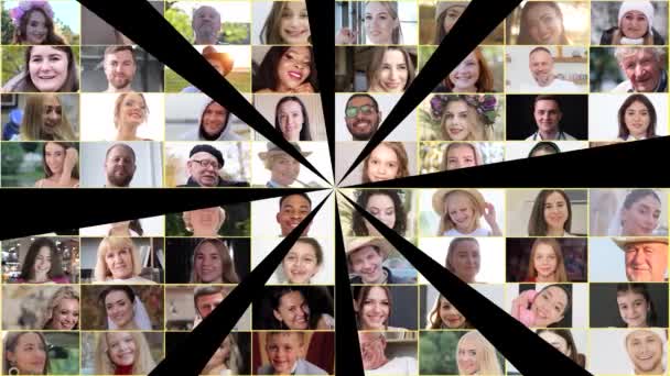 Een Groep Positieve Glimlachende Mensen Van Verschillende Leeftijden Die Naar — Stockvideo