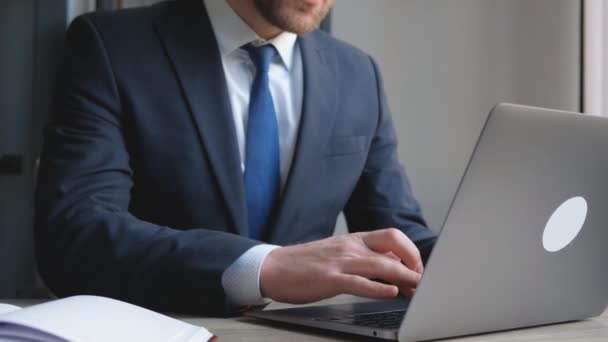 Bilgisayarla Çalışan Bir Ofis Çalışanının Yakın Çekimi Ofisteki Bir Müdürün — Stok video