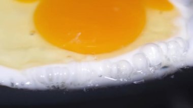 Çırpılmış yumurta, sıcak tavada omlet ve ısıtılmış yağ. Hızlı ve sağlıklı bir kahvaltı. Sağlıklı Yeme.
