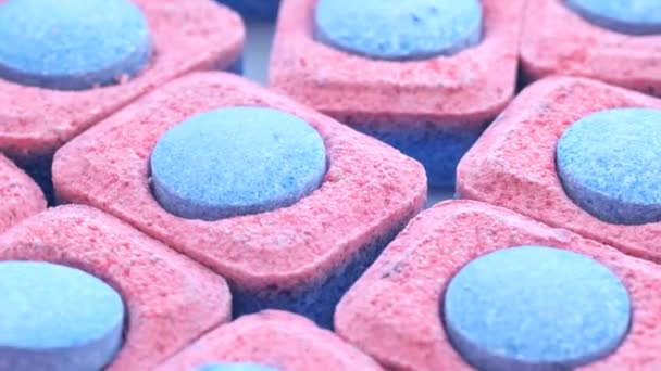 Barevné Tablety Pro Myčku Nádobí Otáčející Kruhu Použití Chemikálií Pro — Stock video