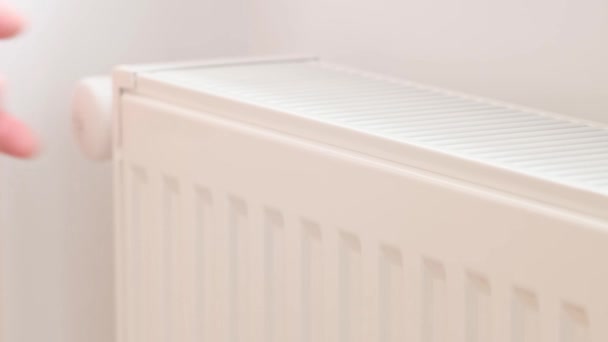 Water Radiator Heating Apartment Temperature Control House Heating Season Video — Stock Video