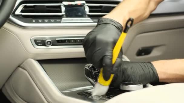 Limpeza Profissional Interior Carro Aspirando Interior Carro Carro Limpeza Seco — Vídeo de Stock