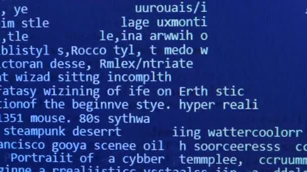 Computerprogrammeercode Loopt Door Een Blauw Scherm Bescherming Van Het Elektronische — Stockvideo