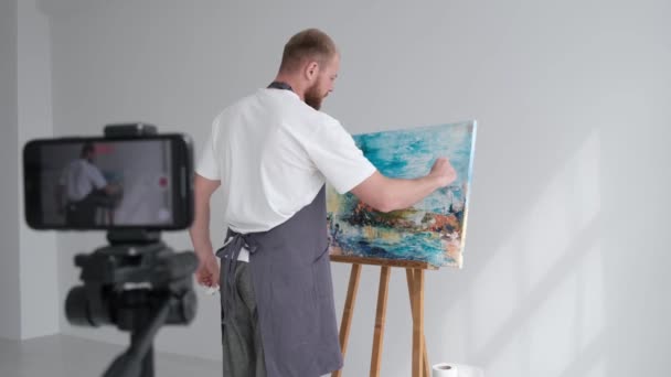 Entrenamiento Línea Vídeo Para Dibujar Imágenes Proceso Creación Una Pintura — Vídeo de stock