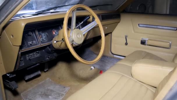Beautiful Leather Interior American Retro Car Old Cars Usa — Vídeos de Stock