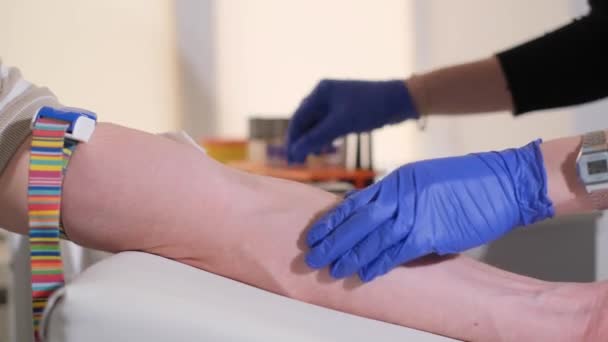 Taking Blood Patients Vein Laboratory Research Diagnosis Disease Early Stages — Wideo stockowe