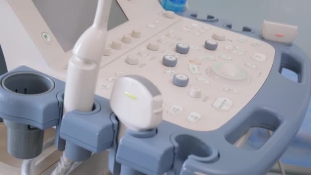 Apparatus Ultrasound Diagnostics Close Establishing Correct Diagnosis Modern Research Methods — Vídeo de Stock