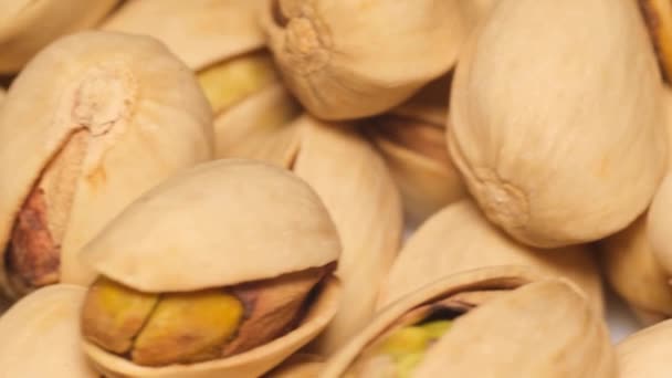 Rotating Background Bunch Pistachio Nuts Ready Eat Food Close Pistachio — Stockvideo