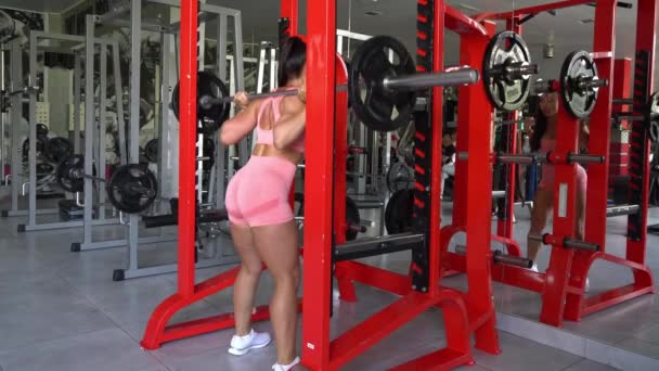 Sportsman Girl Doing Exercises Fitness Sport People Concept Sporty Woman — Vídeo de Stock