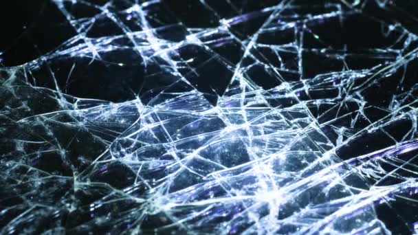 Cracks Glass Illuminated Light Macro Video — стоковое видео
