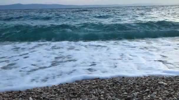 Sea Waves Storm Run Beach Sea Coast Sunny Day Sea — Stockvideo