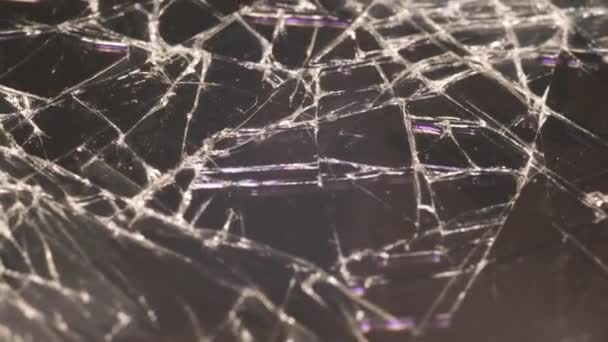 Broken Cracks Effect Breaking Glass Isolated Abstract Black Background Macro — Wideo stockowe