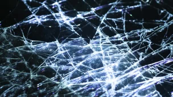 Cracks Glass Illuminated Light Macro Video — Video Stock