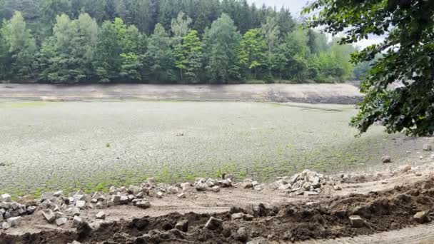 Dry River Natural Texture Cracked Clay Environmental Disaster Nature Global — стокове відео