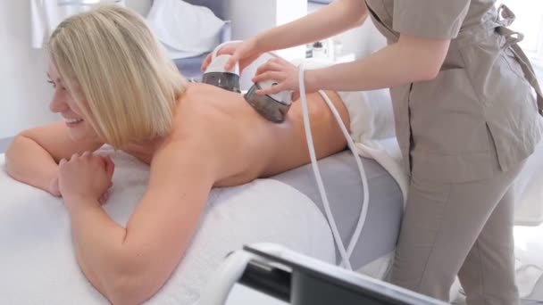 Massageverfahren Schönheitssalon Vakuum Körpermassagen Schlankheits Problemzonen Professionelle Ausrüstung Für Die — Stockvideo